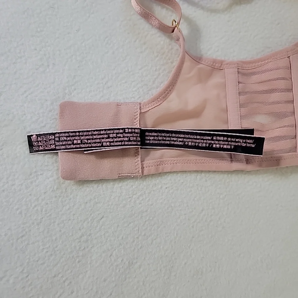 Victoria's Secret Pink Semi Sheer Underwire Unlined Plunge Bra, 32D - Picture 9 of 9